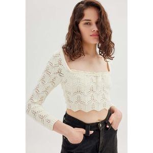 UO Blaire Crochet Square Neck Sweater